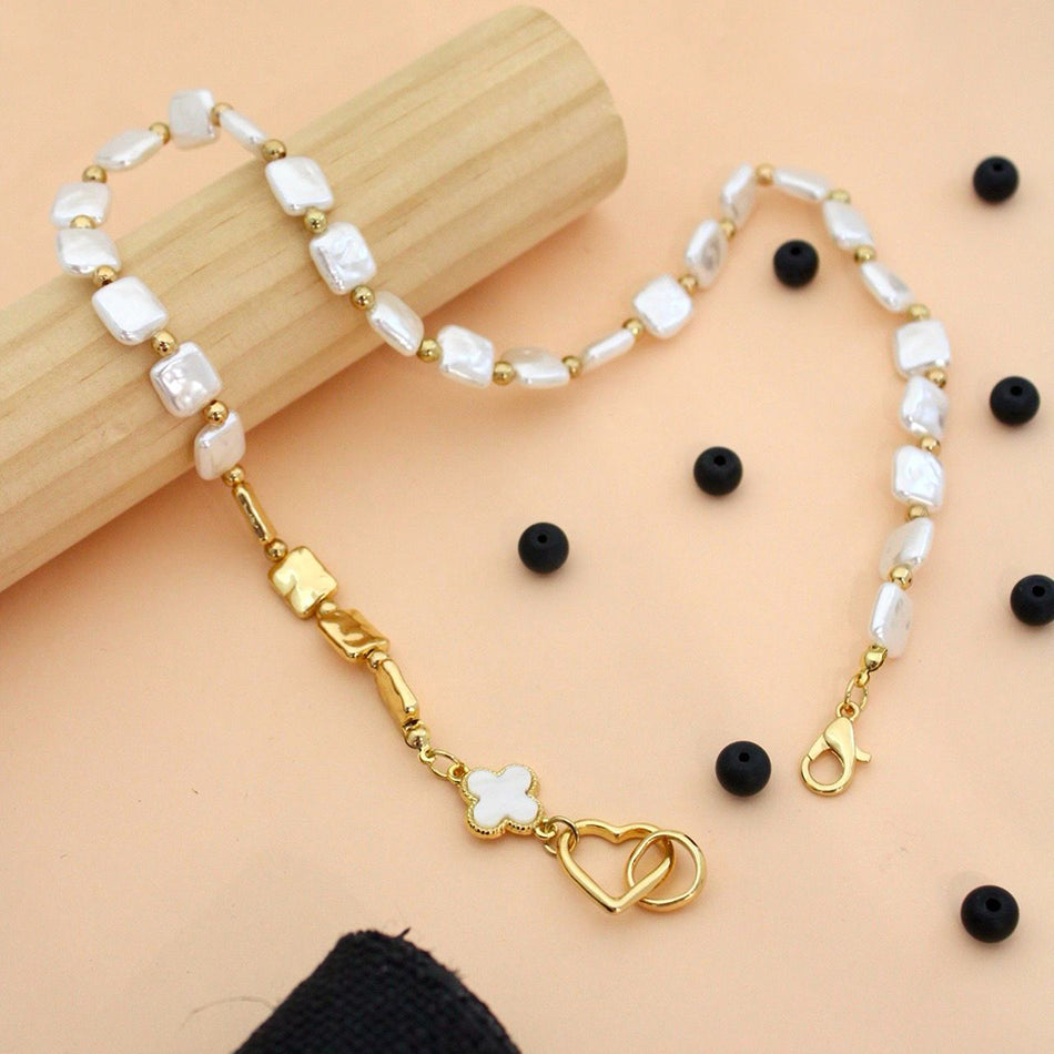 Heart Charm Necklace in Gold Plated Stainless Steel | Bridal Jewellery India