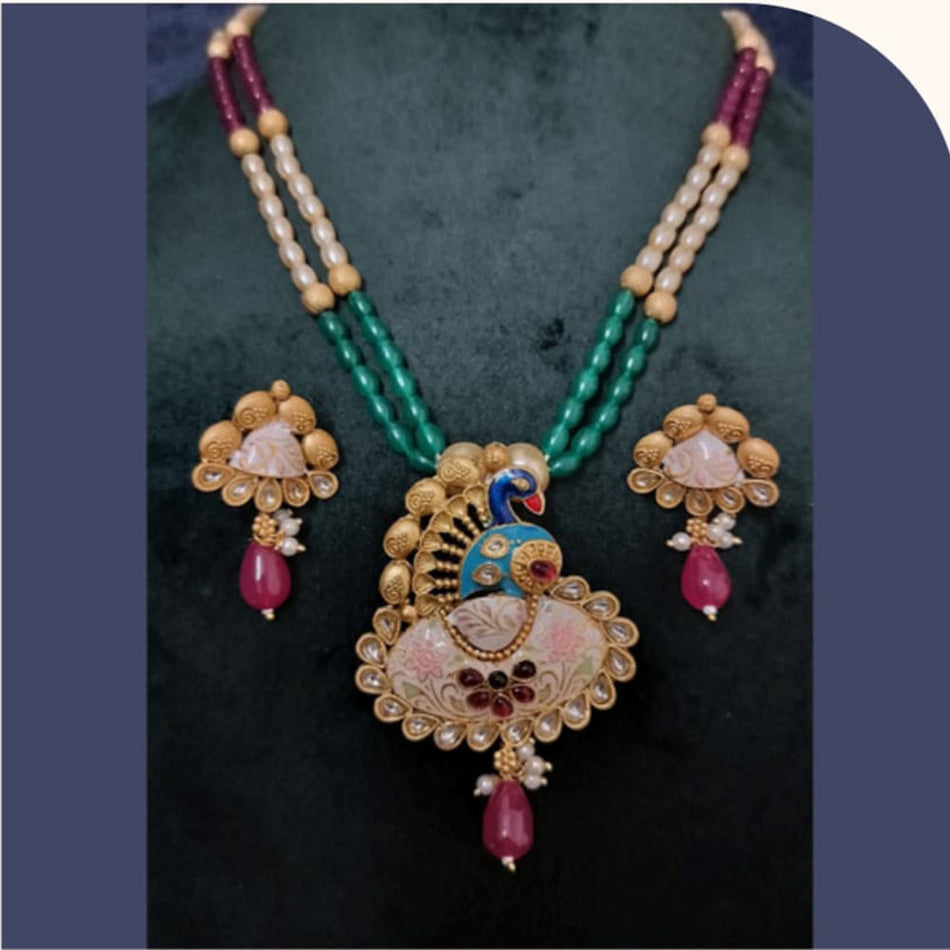 Kundan Pearl Necklace Set in Gold Plated | Bridal Jewellery India