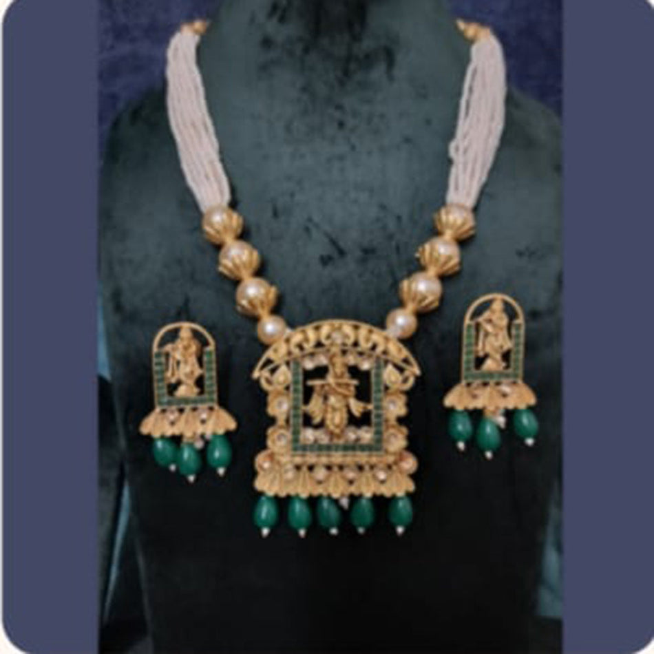 Graceful Pota Kundan Necklace in Gold Plated | Bridal Jewellery India