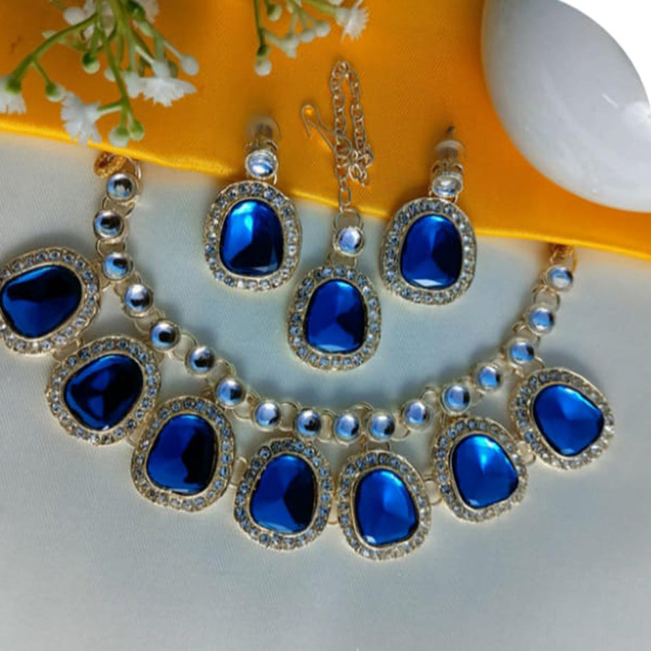 Graceful Glow Kundan Necklace Silver | Bridal Jewellery India