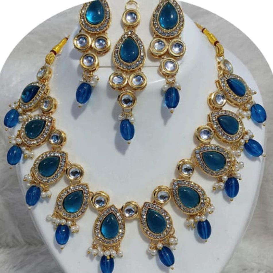 Kundan Necklace in Gold Plated with Pearls | Bridal Jewellery India