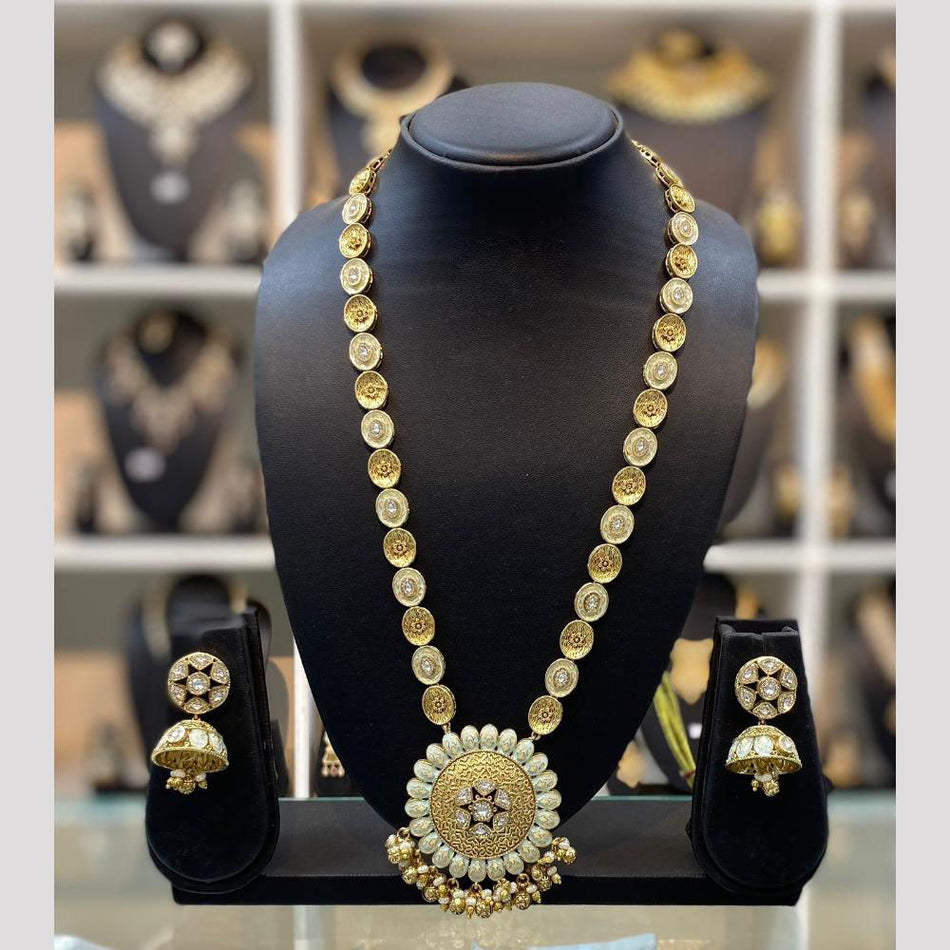 Meenakari Long Necklace in Gold Plated | Bridal Jewellery India