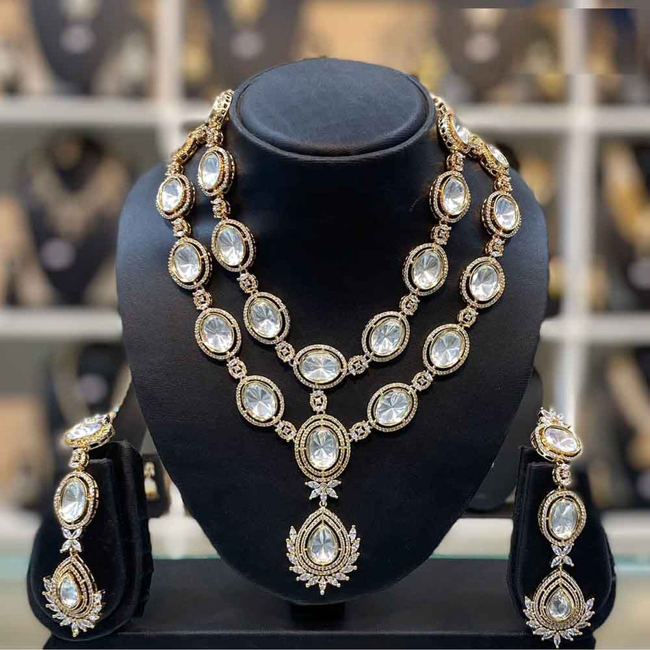 Kundan Stone Necklace in Silver | Bridal Jewellery India