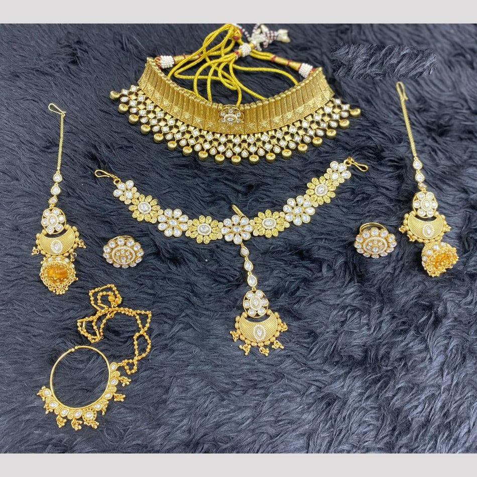 Kundan Choker Necklace in Sterling Silver | Bridal Jewellery India