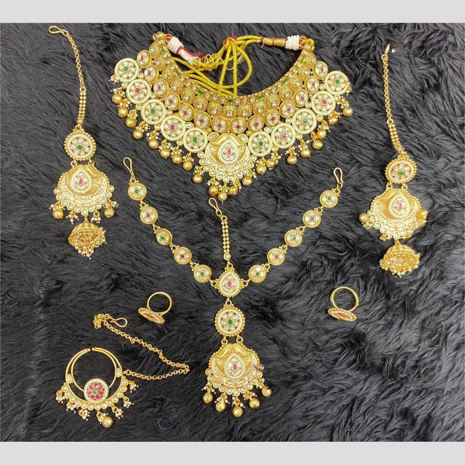 Kundan Necklace in Gold Plated with Beads | Bridal Jewellery India