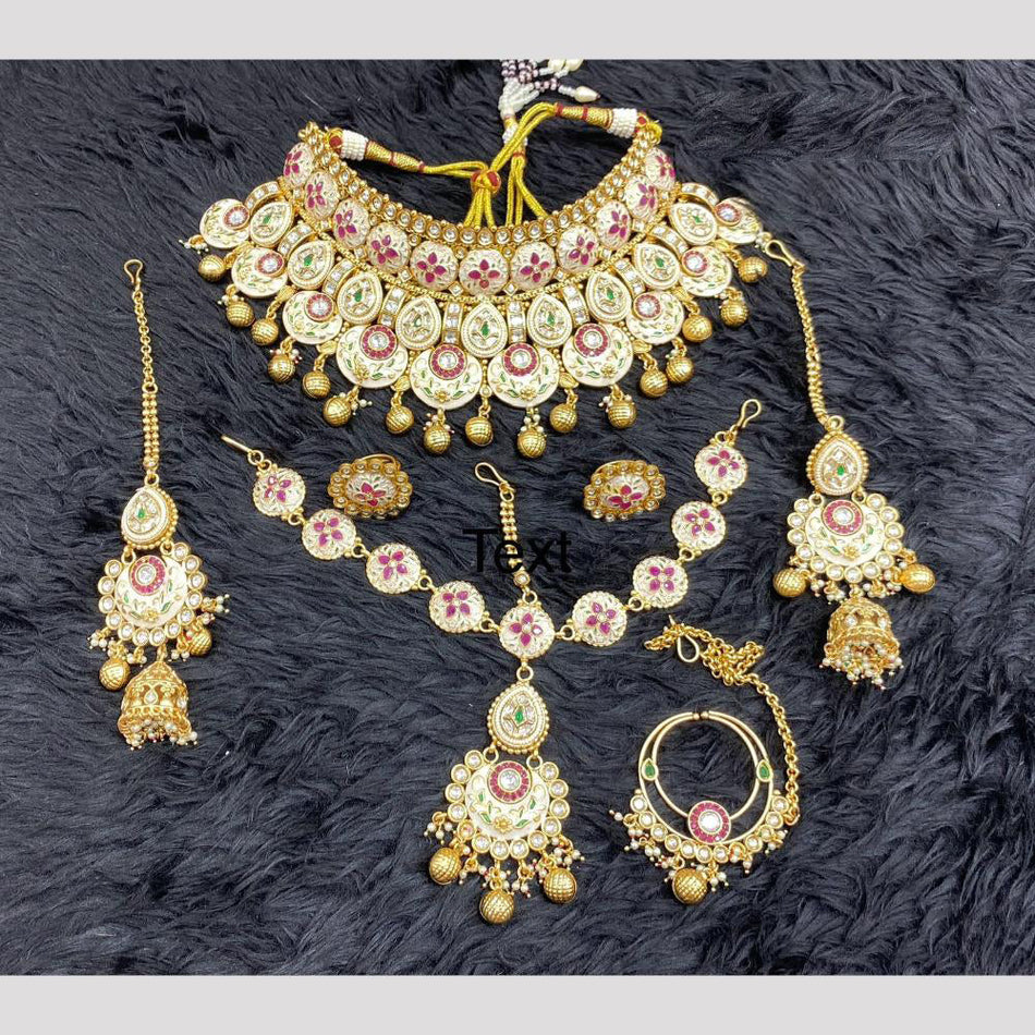 Kundan Choker Necklace in Gold Plated for Bridal Wear | Bridal Jewellery India