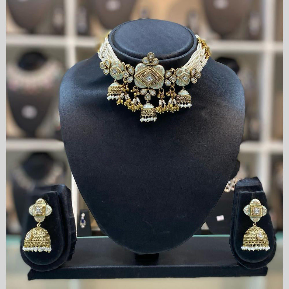 Meenakari Choker Necklace in Gold Tone | Bridal Jewellery India