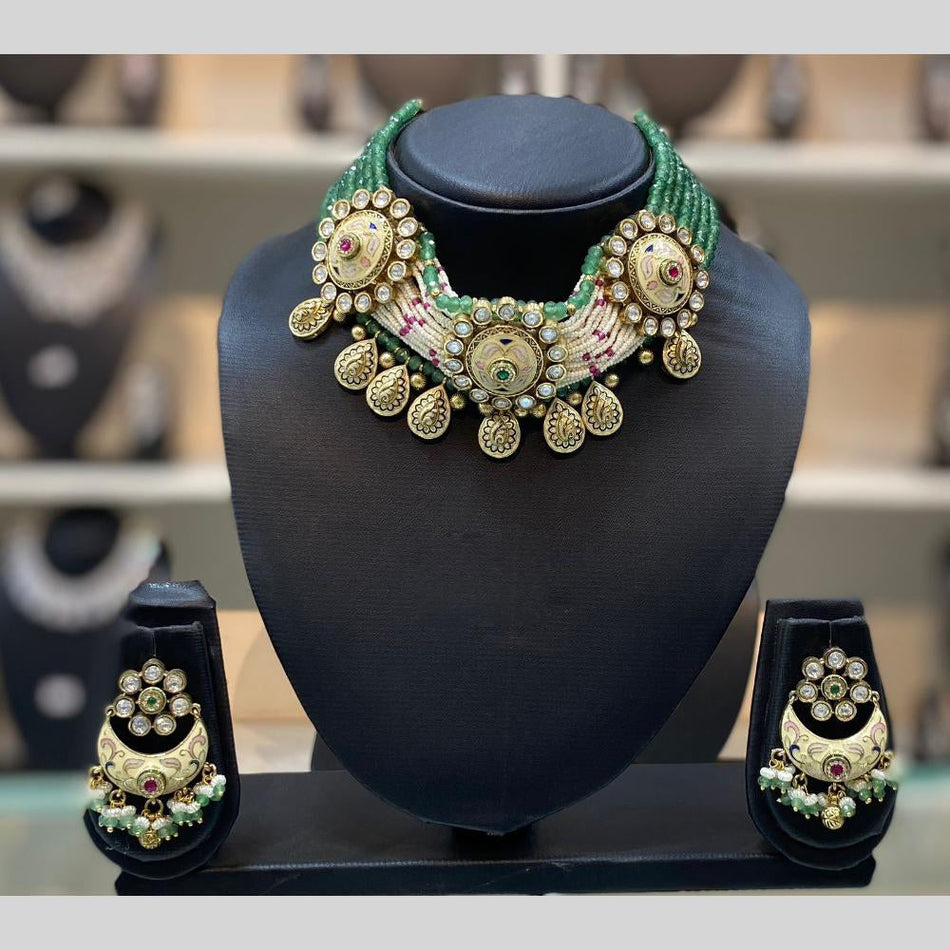 Meenakari Choker Necklace in Gold Plated | Bridal Jewellery India