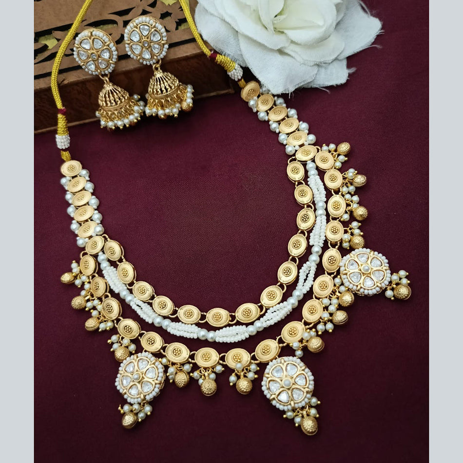 Kundan Choker Necklace in White Gold Plated | Bridal Jewellery India