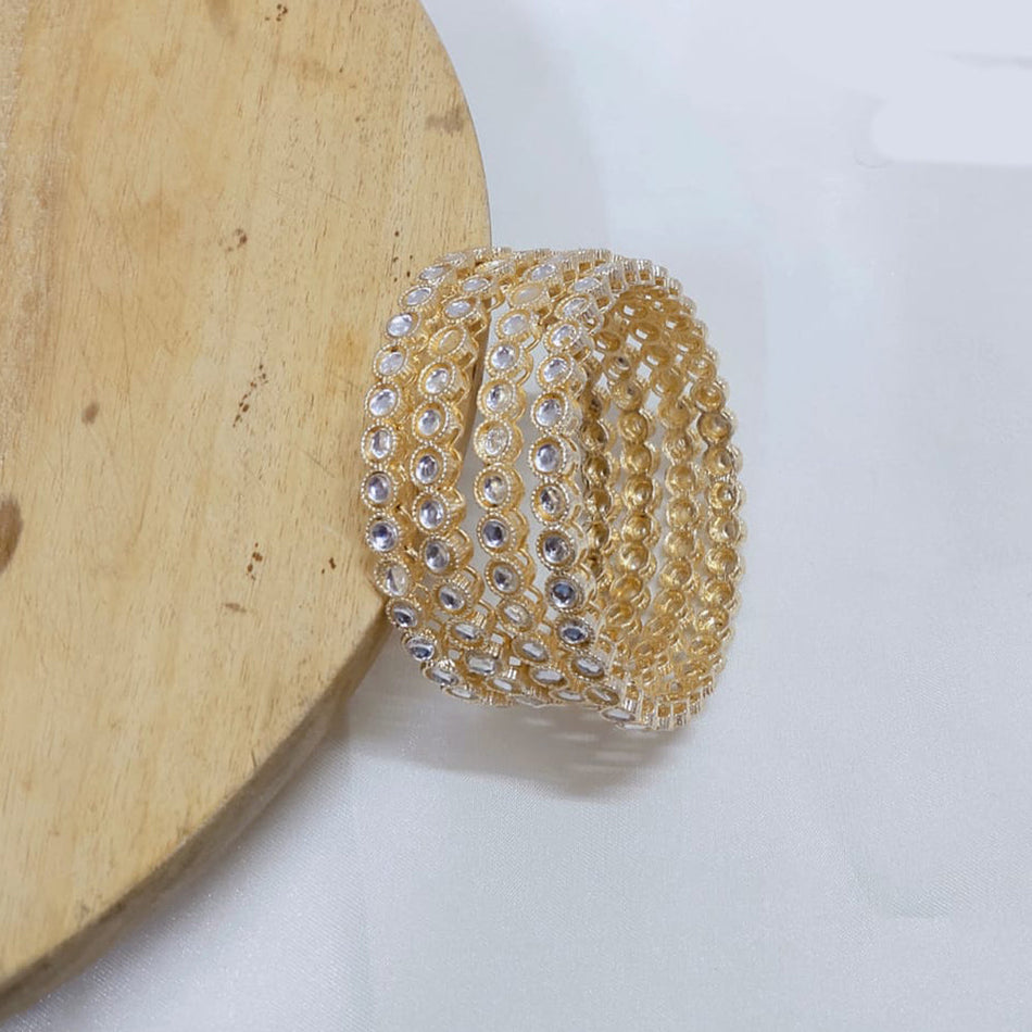 Kundan Bangles Set in Sterling Silver | Bridal Jewellery India