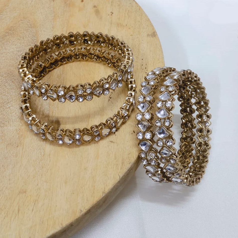 Kundan Bangles Set in Sterling Silver | Bridal Jewellery India