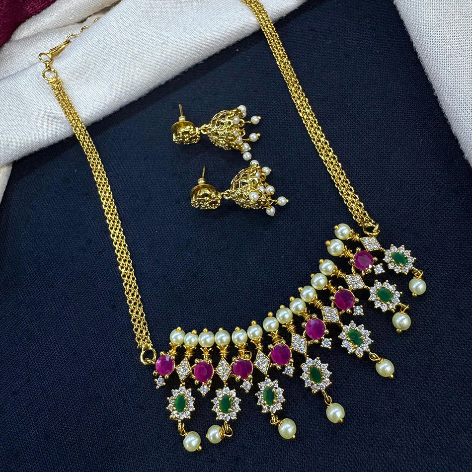 Glowing Pearl Necklace in  Gold Plated | Bridal Jewellery India