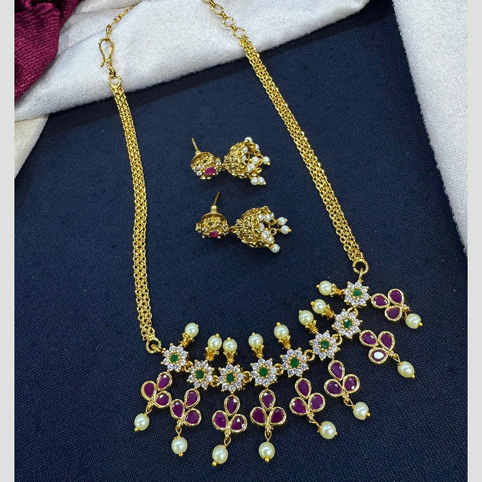 Rose Gold Plated Pendant with Festive Lights | Bridal Jewellery India