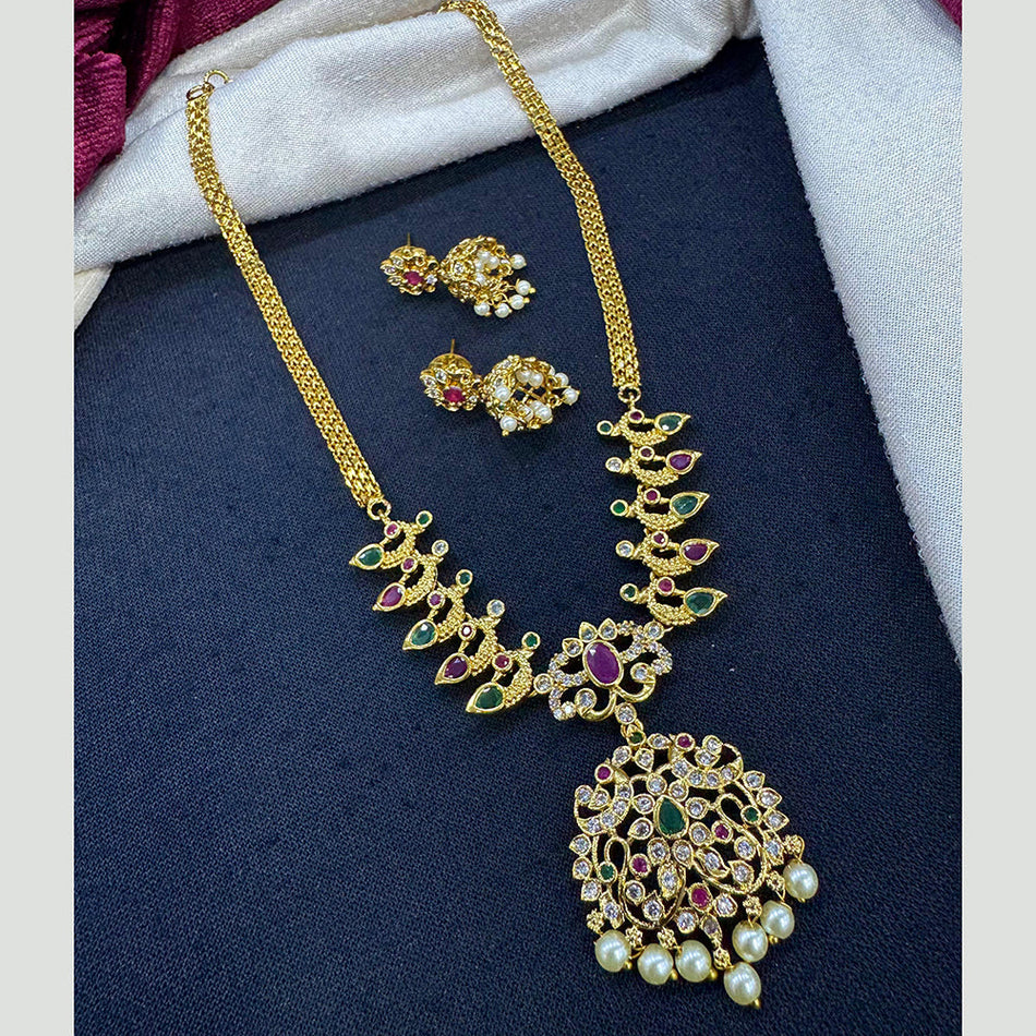Rose Gold Plated Pota Necklace with Austrian Stones | Bridal Jewellery India