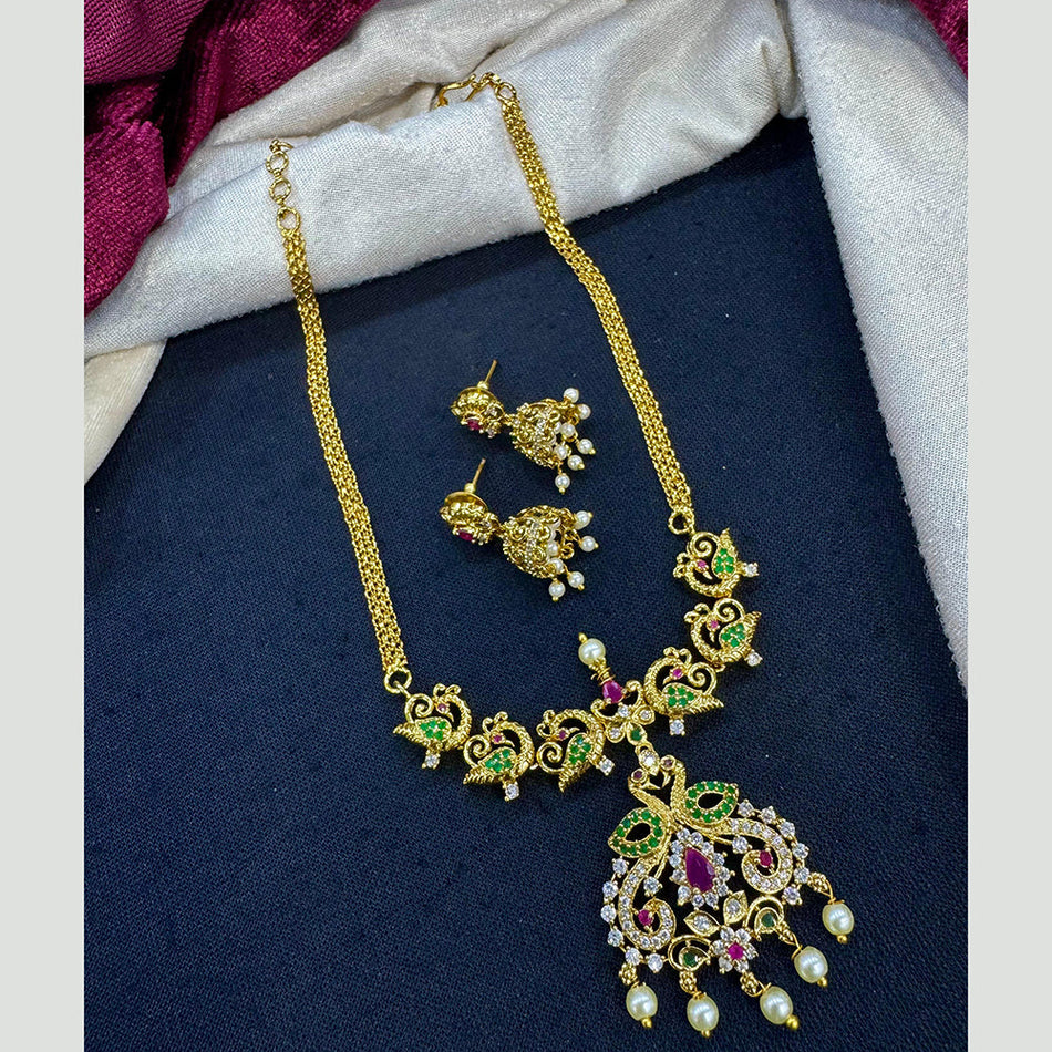 Pendant in 18K Gold Plated with Australian Opal | Bridal Jewellery India
