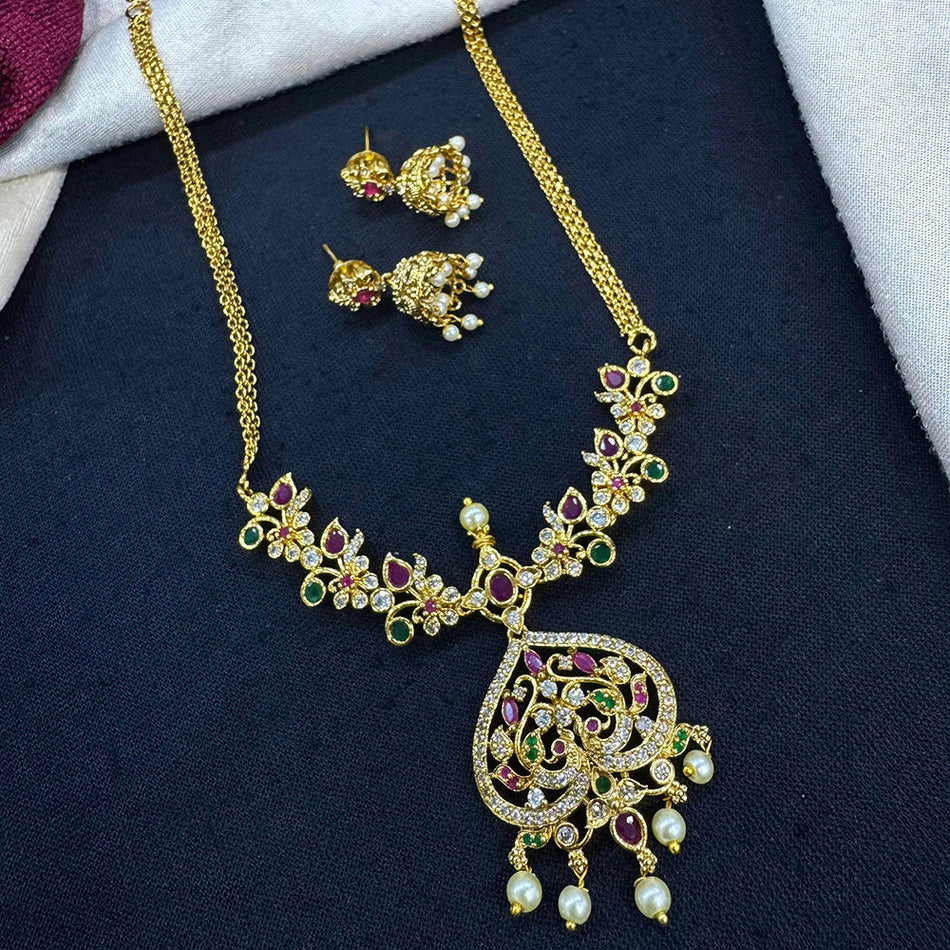 Rose Gold Plated Pendants with Festive Lights | Bridal Jewellery India