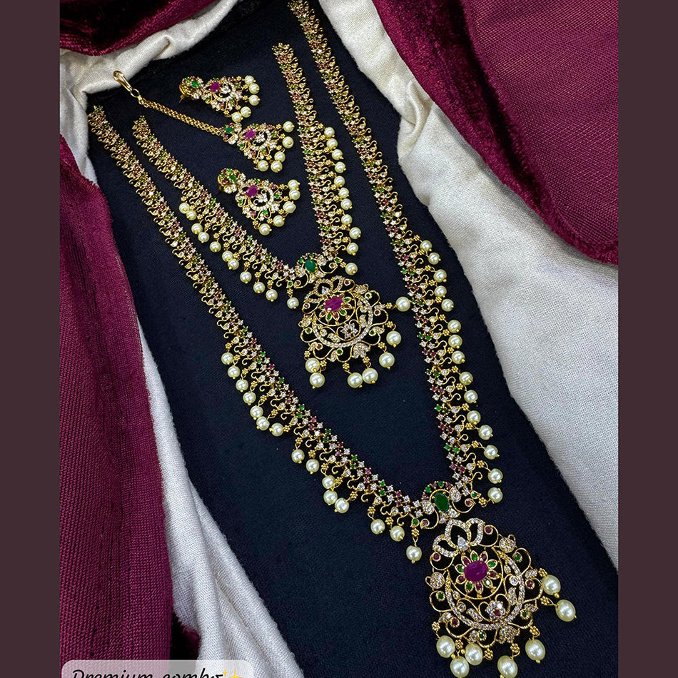 Queen Lines Austrain Stone Pearl Necklace | Bridal Jewellery India