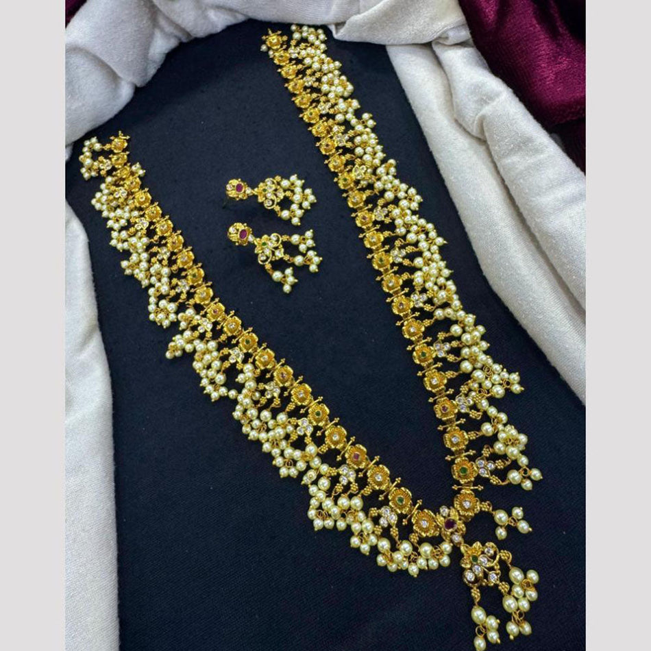 Rose Gold Plated Kundan Necklace for Bridal | Bridal Jewellery India