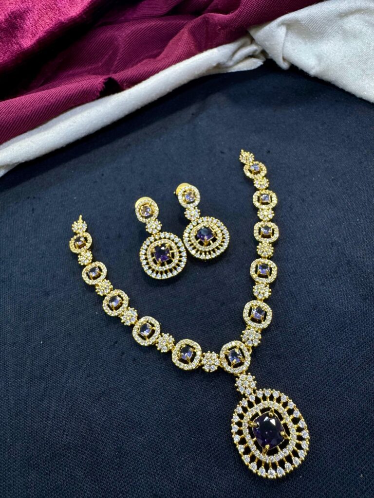Elegant Rose Gold Plated Charm Necklace | Bridal Jewellery India
