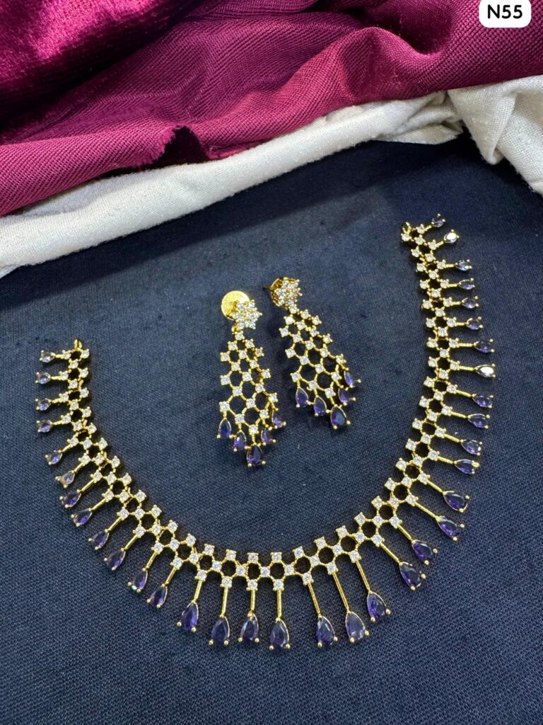 Elegant Rose Gold Plated Charm Necklace | Bridal Jewellery India