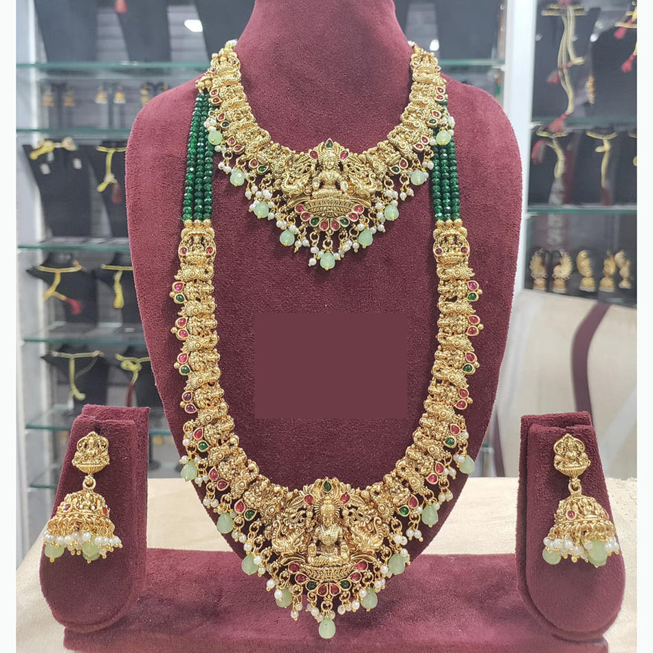 Divine Beauty 18K Gold Plated Pota Necklace Set | Bridal Jewellery India