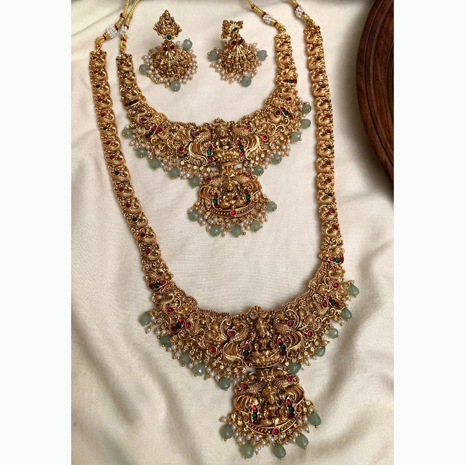 Divine Beauty 18K Gold Plated Temple Necklace Set | Bridal Jewellery India