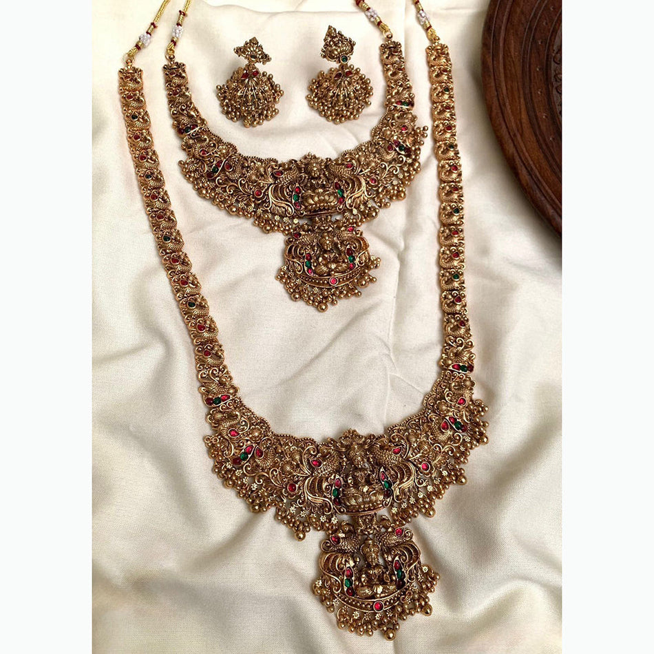 Ethnic Temple Necklace in Gold Plated | Bridal Jewellery India