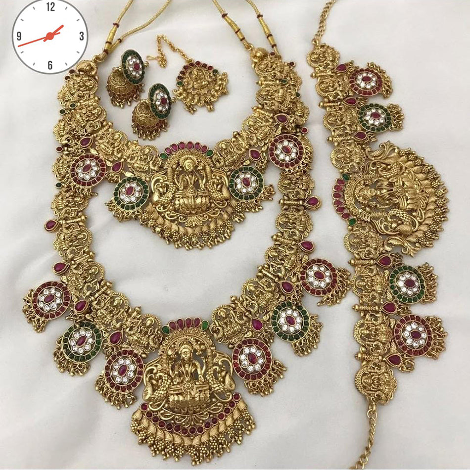 Ethnic Temple Necklace in Gold Plated | Bridal Jewellery India