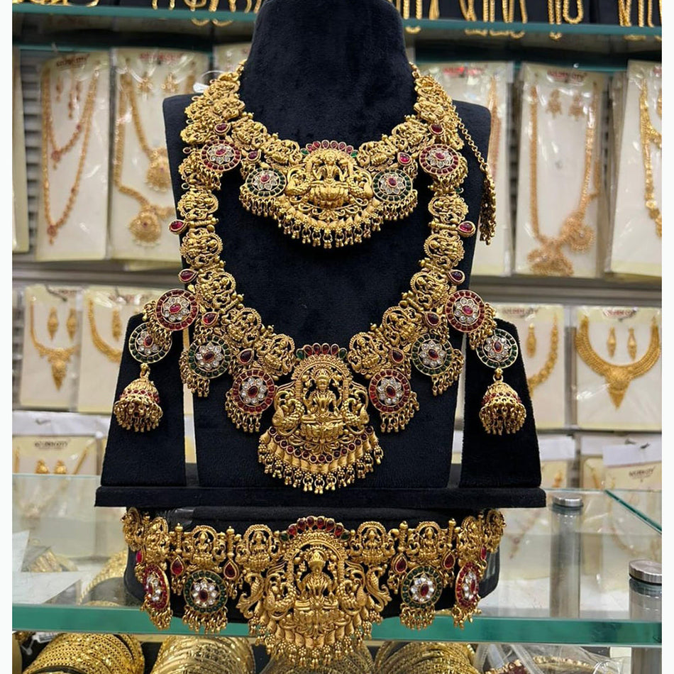 Pota Temple Necklace in Oxidised Silver | Bridal Jewellery India