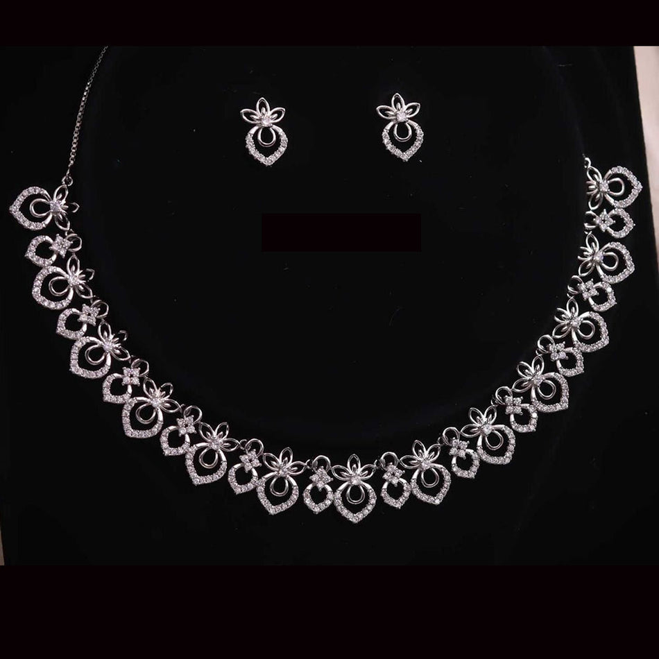Divine Austrian Stone Necklace in Sterling Silver | Bridal Jewellery India