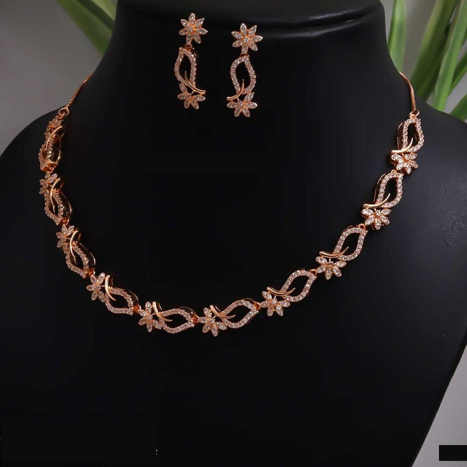 Royal Austrian Stone Necklace in Oxidised Silver for Parties | Bridal Jewellery India
