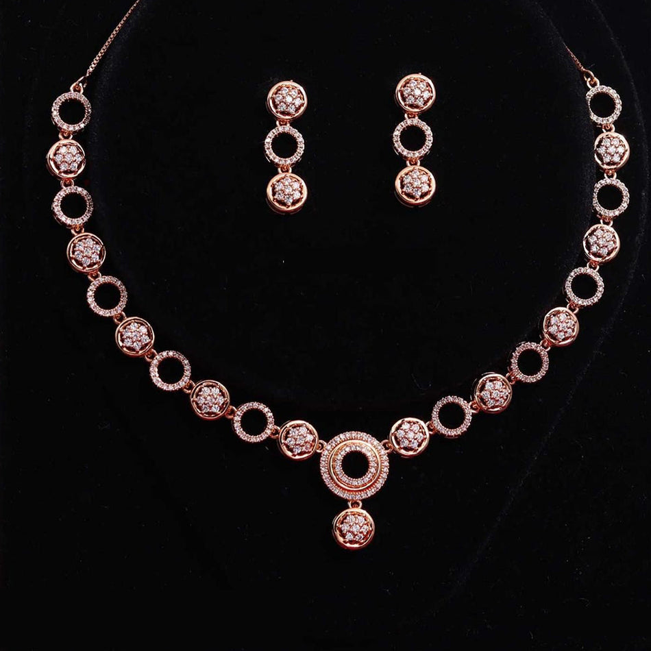 Rose Gold Plated Pendant Necklace for Parties | Bridal Jewellery India