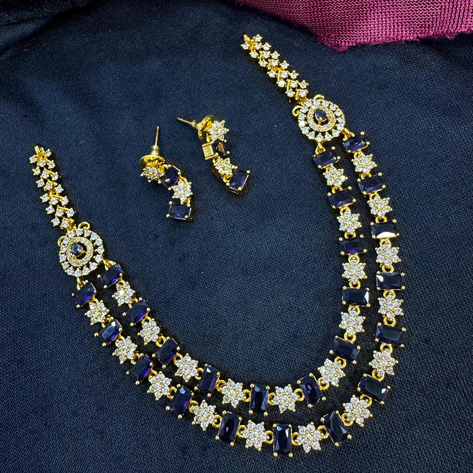 Garnet Necklace Set in 14K Gold Plated | Bridal Jewellery India