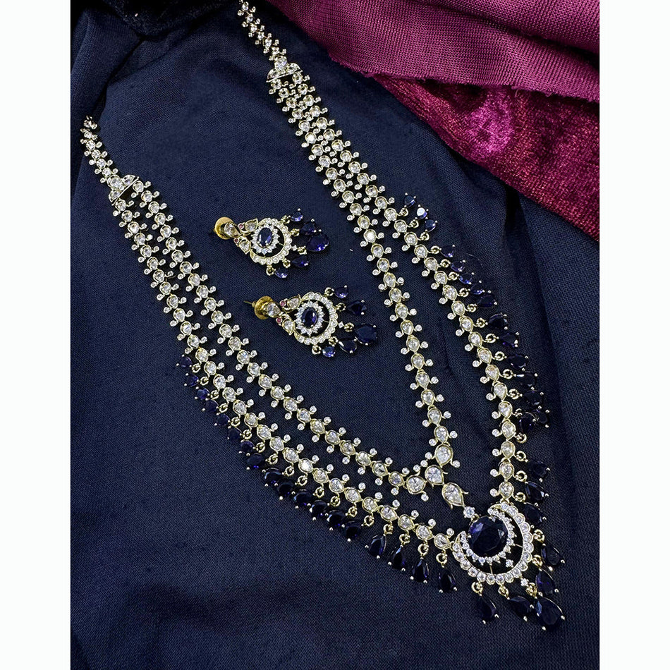 Garnet Necklace in White Gold Plated for Bridal | Bridal Jewellery India
