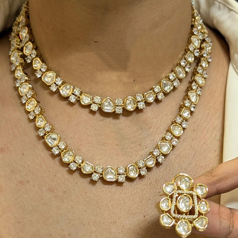 Kundan Choker Necklace in White Gold Plated | Bridal Jewellery India