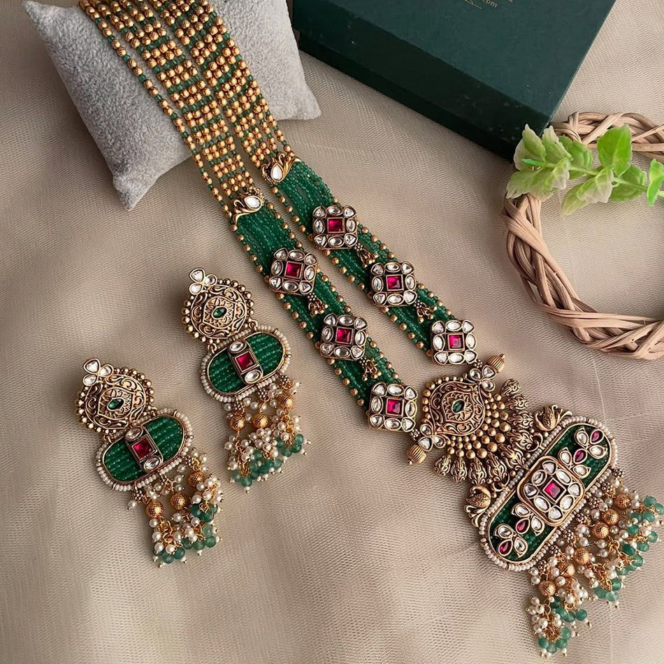 Kundan Necklace in Silver with Pearls | Bridal Jewellery India