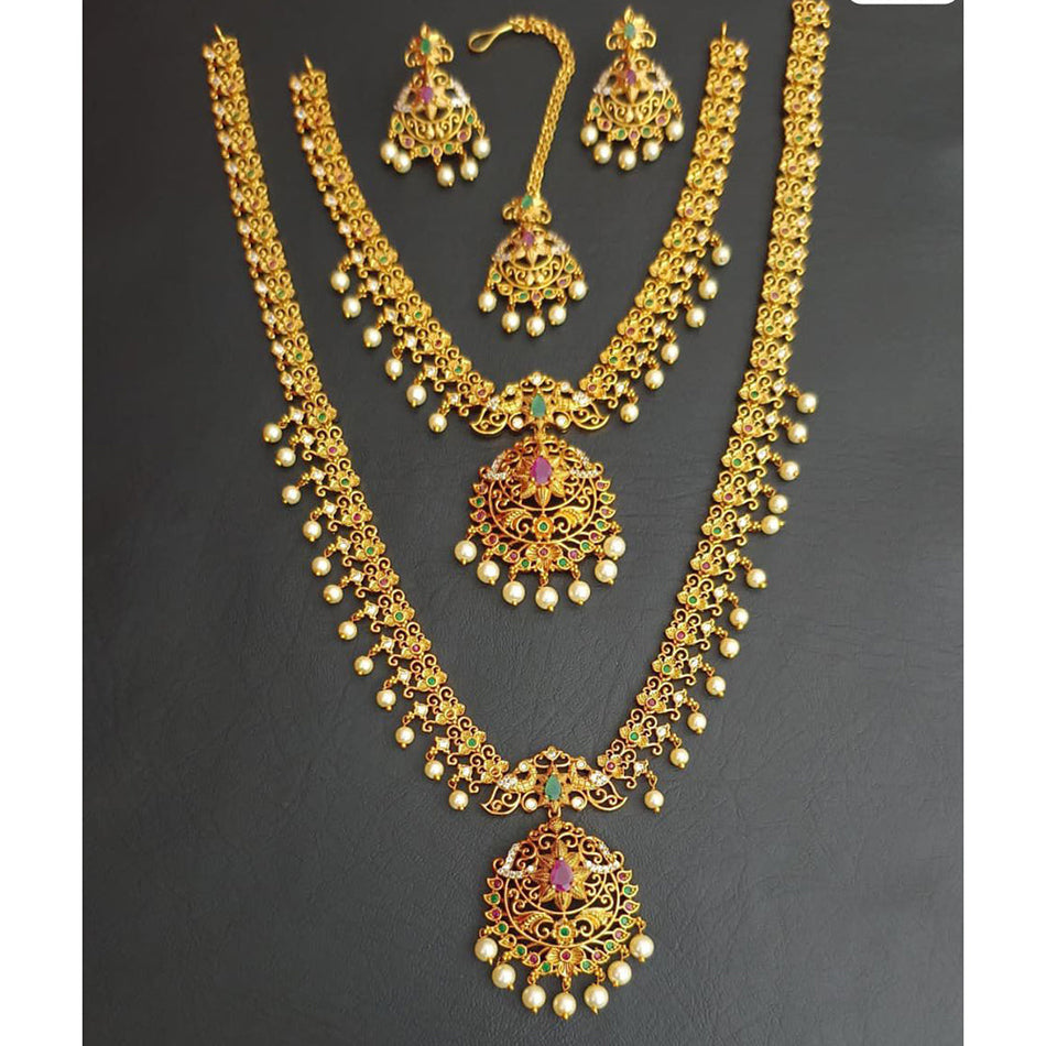 Pearl Pota Necklace in Rose Gold Plated | Bridal Jewellery India