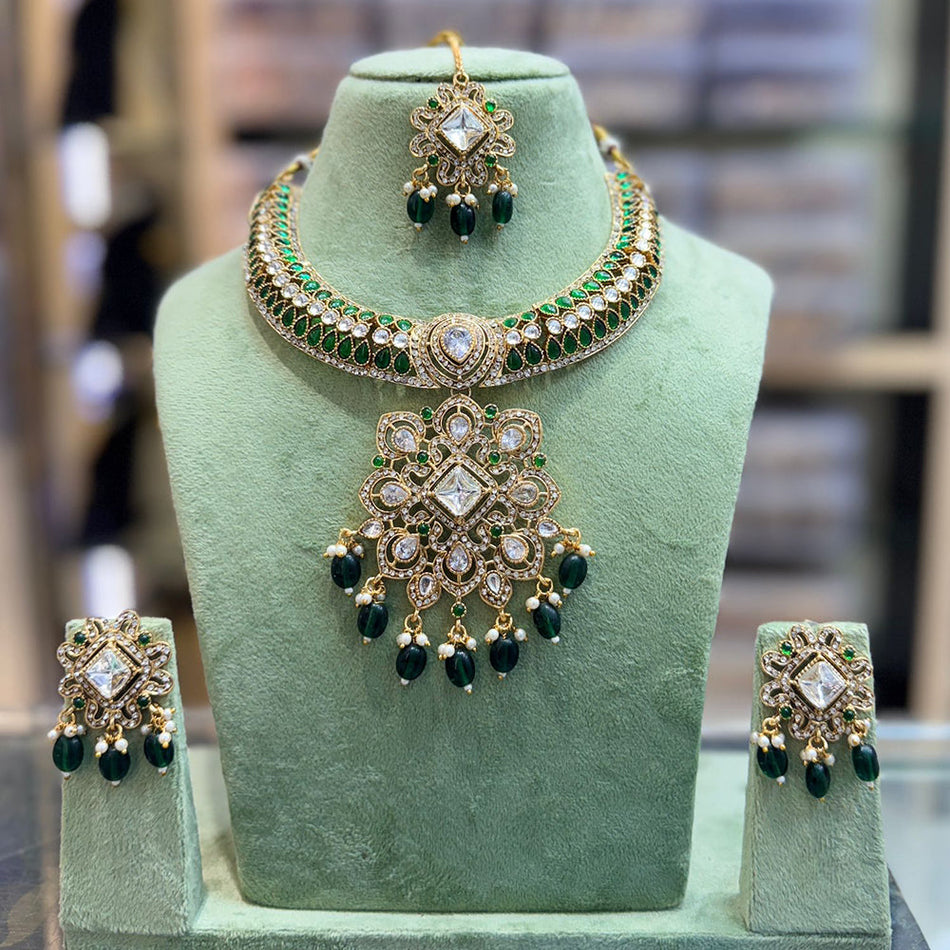 Kundan Necklace in Gold Plated with Pearl | Bridal Jewellery India