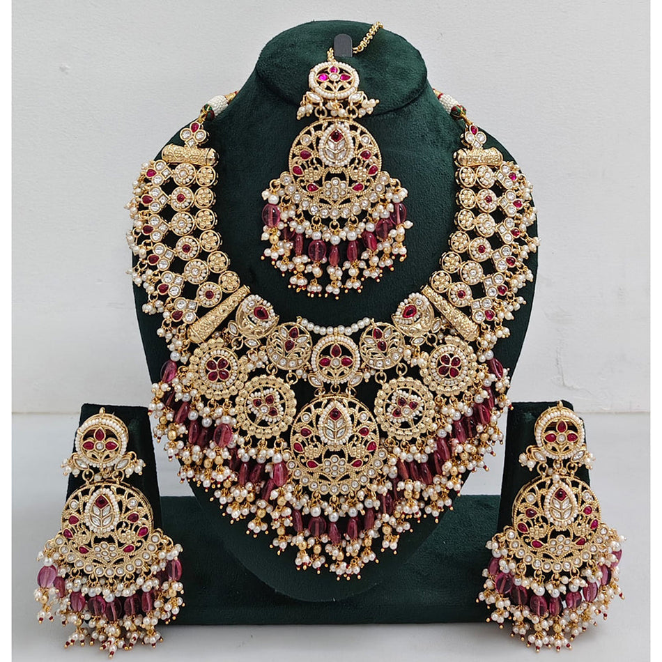 Kundan Necklace in Rose Gold Plated | Bridal Jewellery India