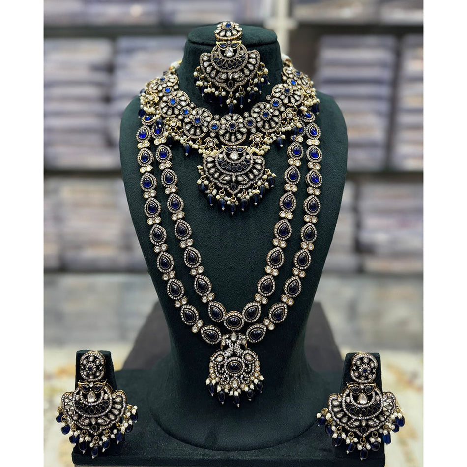 Double Pearl Necklace in Rose Gold Plated | Bridal Jewellery India