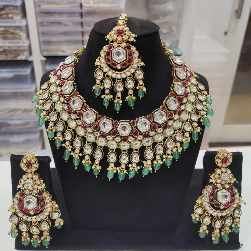 Kundan Necklace in Gold Plated Pearl for Bridal | Bridal Jewellery India