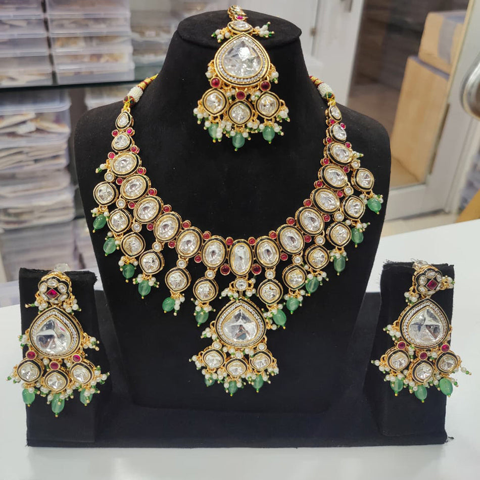 Kundan Necklace in Sterling Silver | Bridal Jewellery India