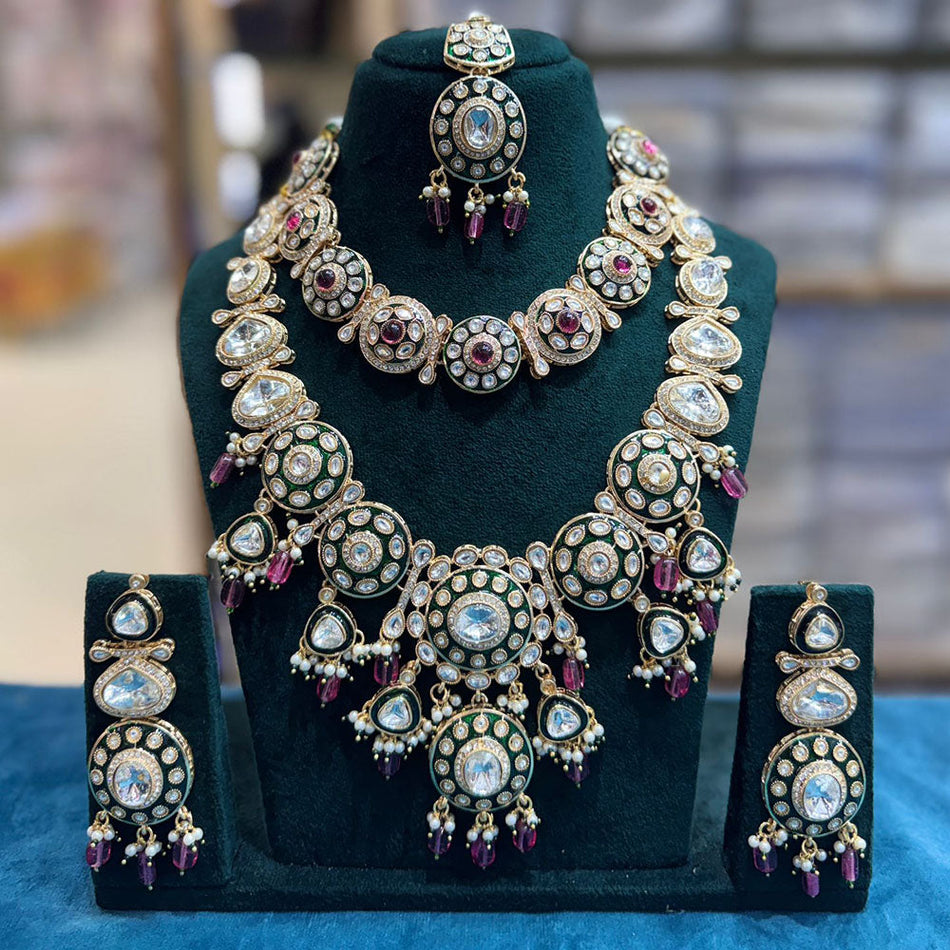 Kundan Necklace in Rose Gold Plated | Bridal Jewellery India