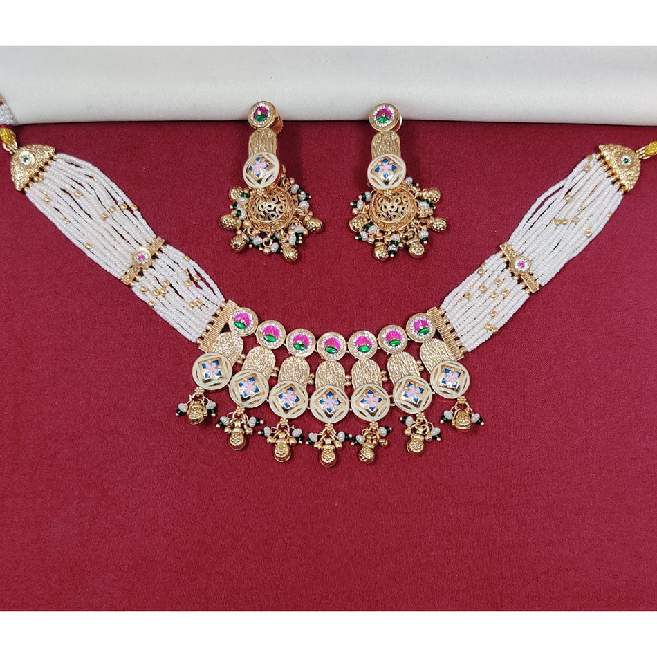 Meenakari Necklace in Sterling Silver | Bridal Jewellery India
