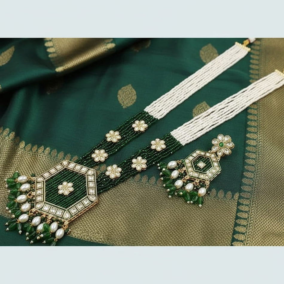 Crystal Pearl Necklace in Sterling Silver | Bridal Jewellery India