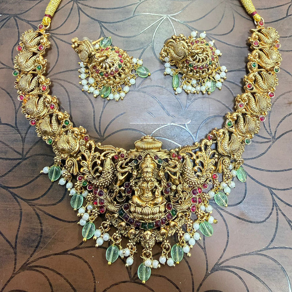 Oriental Temple Necklace in Sterling Silver | Bridal Jewellery India