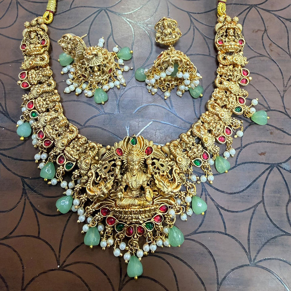 Pearl Drop Necklace in Silver Tone | Bridal Jewellery India