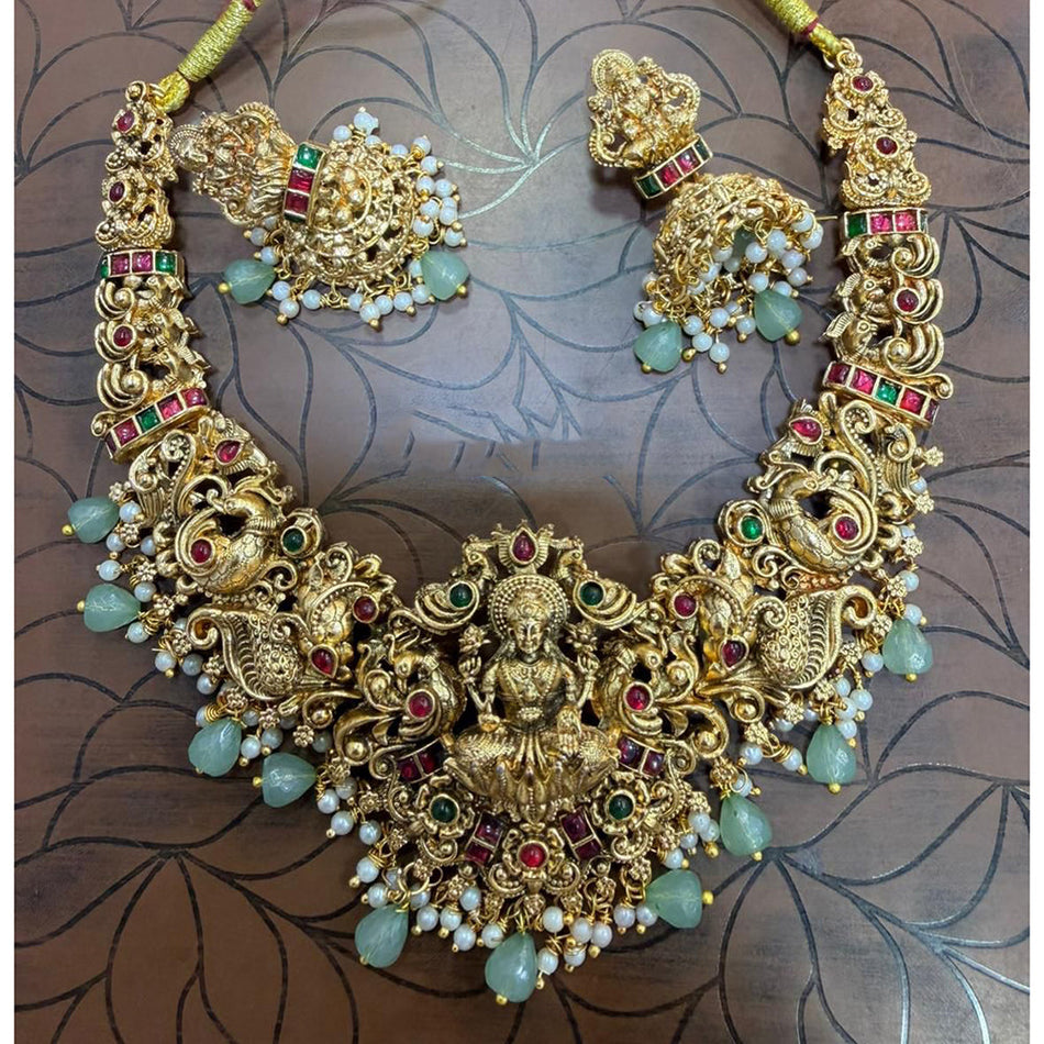 Kundan Necklace in White Gold Plated | Bridal Jewellery India