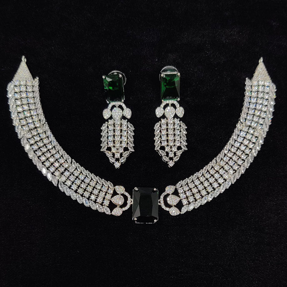 Glamorous Diamond Necklace in 18K Gold Plated | Bridal Jewellery India