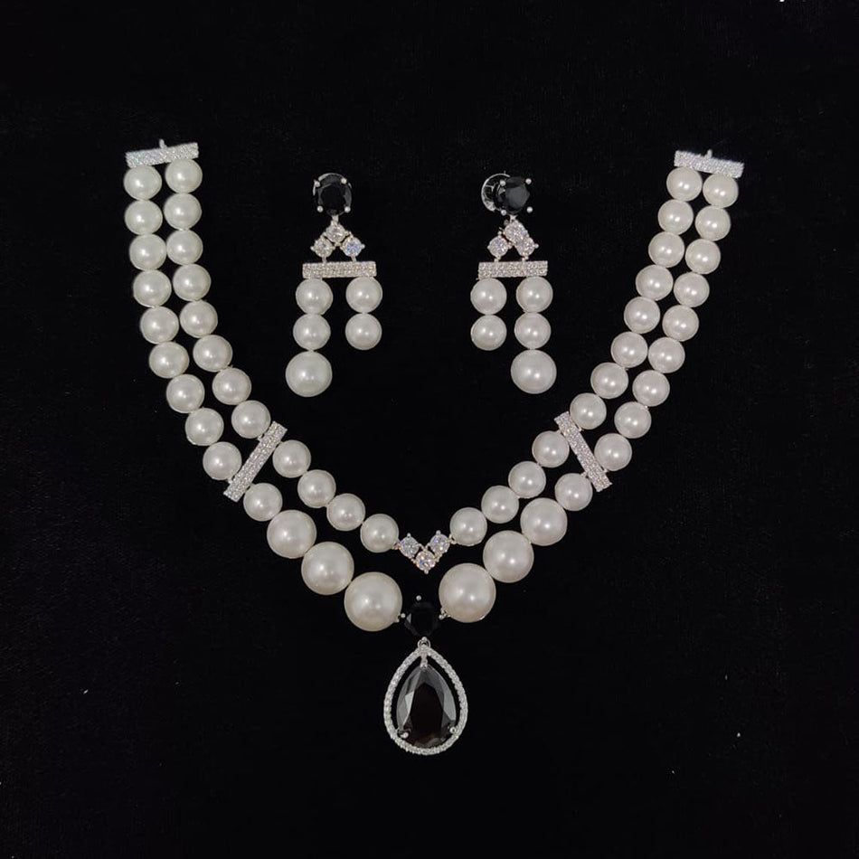 Royal Austrian Stone Necklace in Pearl | Bridal Jewellery India